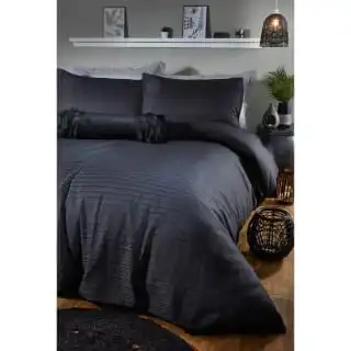 B&M Luna Waffle King Duvet Set - Black - Image 2