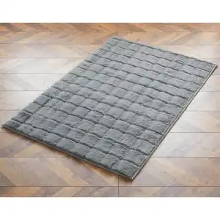 B&M Grid Faux Fur Rug 60 X 110cm - Grey