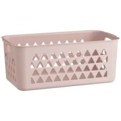 B&M Medium Triangle Cut Out Plastic Storage Basket - Blush