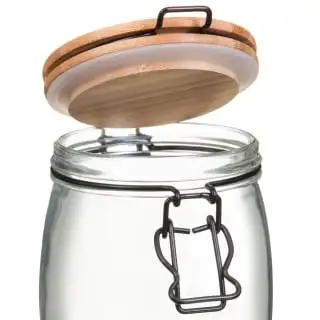 B&M Medium Bamboo Clip Lock Glass Jar - Image 2