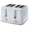 Goodmans Diamond 4 Slice Toaster - White & Rose Gold