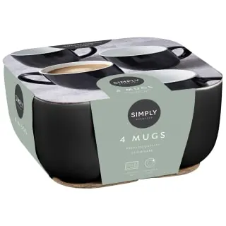 Simply Everyday Gloss Mugs 4pk - Black - Image 3