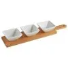 B&M Set Of 3 Serving Bowls With Bamboo Tray - Square