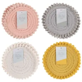 B&M Pom Pom Coasters - Grey 4pk - Image 4
