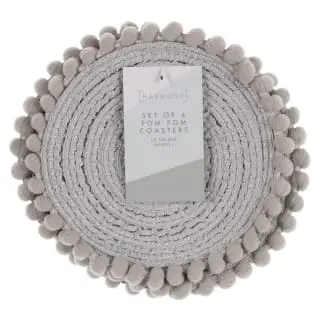 B&M Pom Pom Coasters - Grey 4pk - Image 2