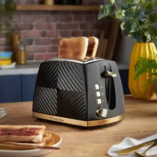 Russell Hobbs Groove Toaster - Black & Gold