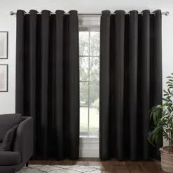 B&M Colorado Hopsack Fully Lined Black Eyelet Curtains 90 X 90"