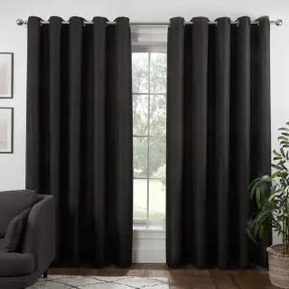 B&M Colorado Hopsack Fully Lined Black Eyelet Curtains 46 X 72"