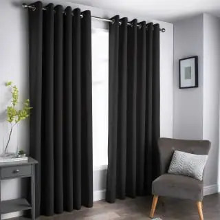 B&M Oxford Black Black Out Curtains With Eyelets 46 X 54"