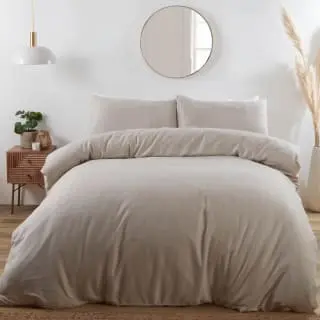 B&M Roma Brushed Herringbone King Duvet Set - Natural