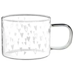 B&M Printed Glass Mug - Hearts