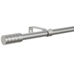 B&M Small Silver Barrel Curtain Pole 122-213cm