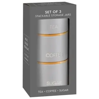 B&M Stackable Tea Coffee Sugar Storage Jars 3pk