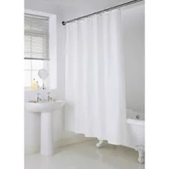 B&M Mono Jacquard Shower Curtain - White