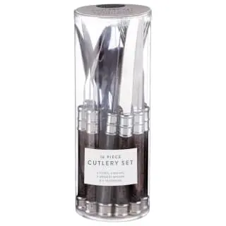 Simply Everyday Bubble Cutlery Set 16pc - Charcoal - Image 2