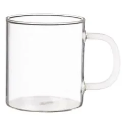 B&M Glass Mug With Coloured Handle
