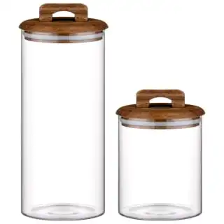 B&M Small Glass Jar With Acacia Wood Lid - Image 4