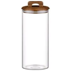 B&M Large Glass Jar With Acacia Wood Lid