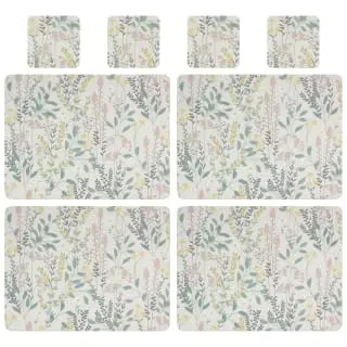 B&M Floral Placemat & Coaster Set 8pc