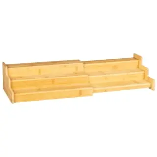 B&M Extendable 2 Tier Bamboo Cupboard Organiser - Image 2